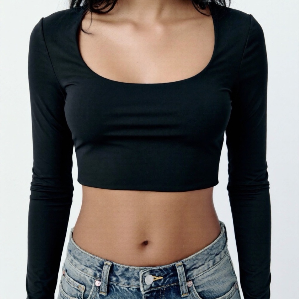 Sommer Ray Crop Top Womens Size Medium Black Long Sleeve Y2k Party Festival